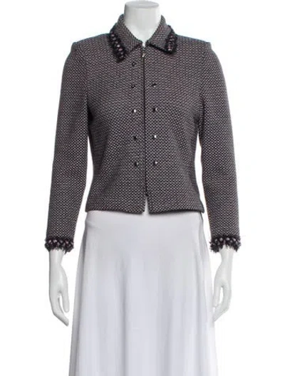 Pre-owned St John Tweed Pattern Jacket In Purple