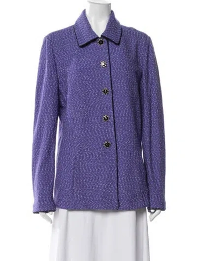 Pre-owned St John Tweed Pattern Jacket In Purple