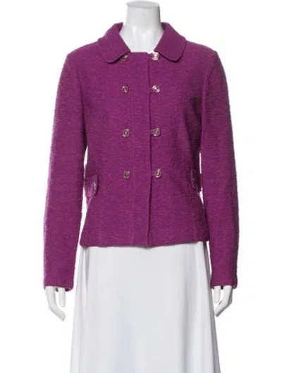 Pre-owned St John Tweed Pattern Jacket In Purple