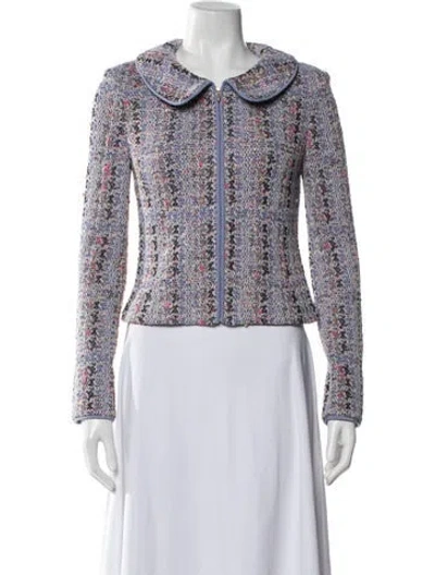 Pre-owned St John Tweed Pattern Jacket In Purple