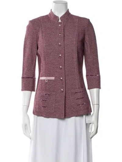 Pre-owned St John Tweed Pattern Jacket In Purple