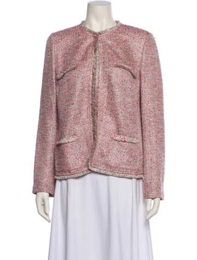 Pre-owned St John Tweed Pattern Jacket In Red