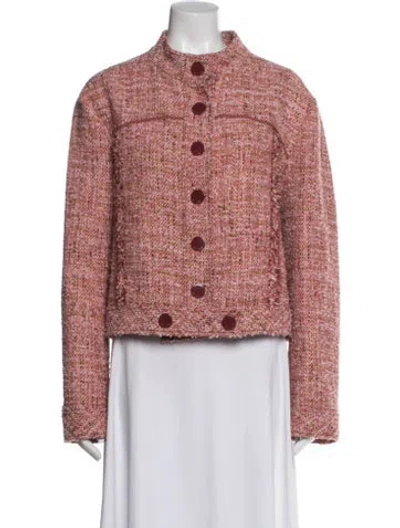 Pre-owned St John Tweed Pattern Jacket In Red