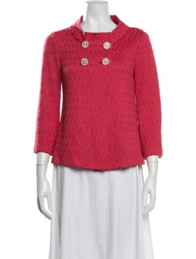 Pre-owned St John Tweed Pattern Jacket In Red