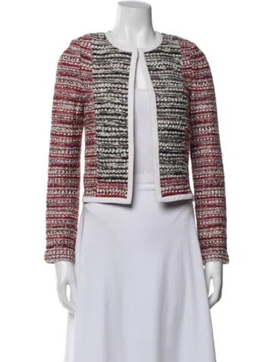 Pre-owned St John Tweed Pattern Jacket In Red