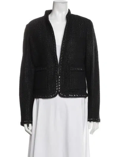 Pre-owned St John Tweed Pattern Jacket W/ Tags In Black
