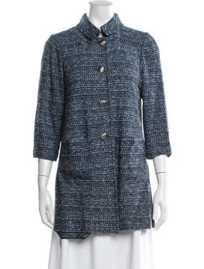 Pre-owned St John Tweed Pattern Jacket W/ Tags In Blue