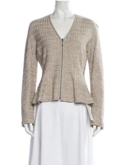Pre-owned St John Tweed Pattern Jacket W/ Tags In Neutral