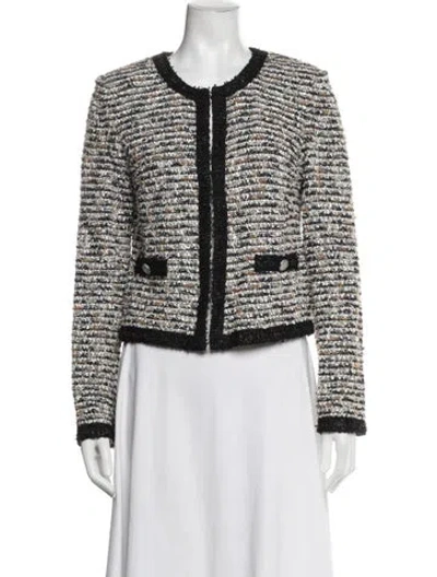 Pre-owned St John Tweed Pattern Jacket W/ Tags In Neutral