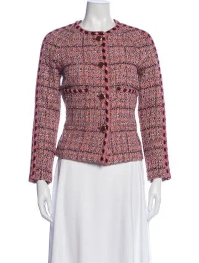 Pre-owned St John Tweed Pattern Jacket W/ Tags In Pink