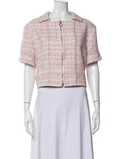 Pre-owned St John Tweed Pattern Jacket W/ Tags In Pink