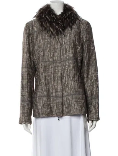 Pre-owned St John Tweed Pattern Jacket W/ Tags In Silver