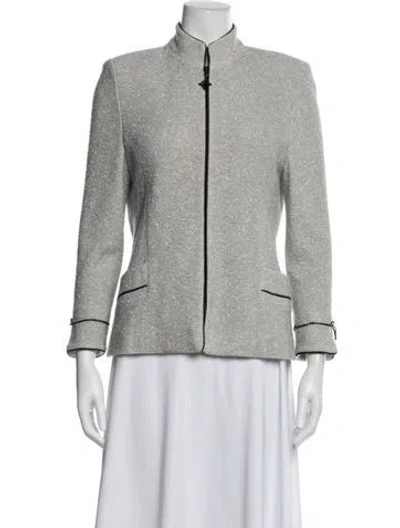 Pre-owned St John Tweed Pattern Jacket In White