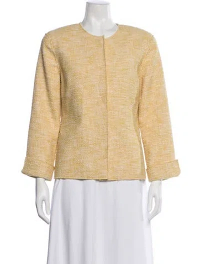 Pre-owned St John Tweed Pattern Jacket In Yellow