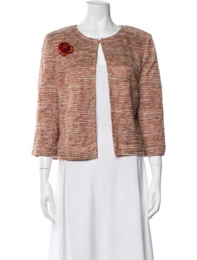 Pre-owned St John Tweed Pattern Jacket In Yellow