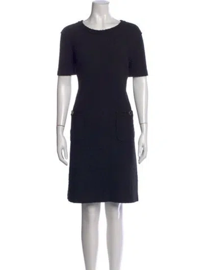Pre-owned St John Tweed Pattern Knee-length Dress In Black