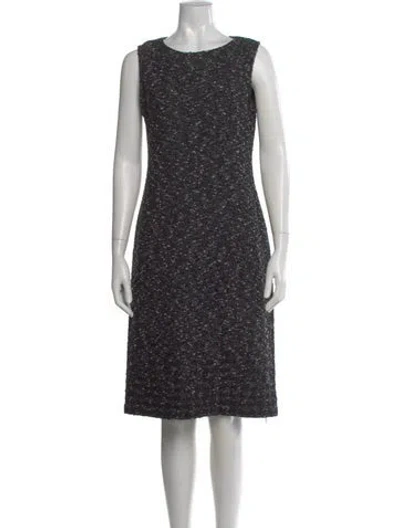 Pre-owned St John Tweed Pattern Knee-length Dress In Black