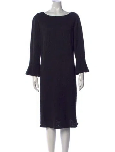 Pre-owned St John Tweed Pattern Knee-length Dress In Black