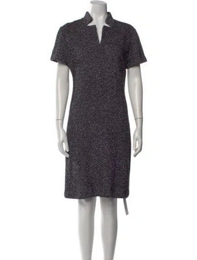 Pre-owned St John Tweed Pattern Knee-length Dress In Black