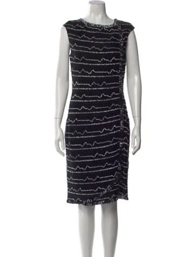 Pre-owned St John Tweed Pattern Knee-length Dress In Black