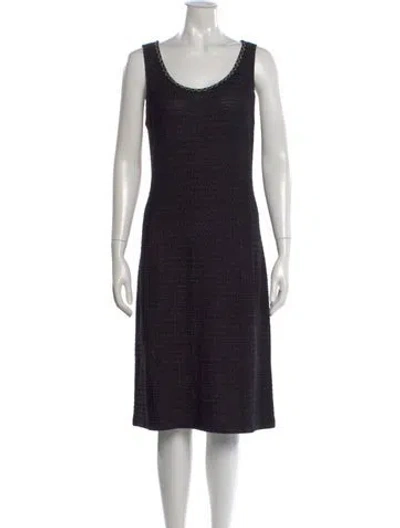 Pre-owned St John Tweed Pattern Knee-length Dress In Black