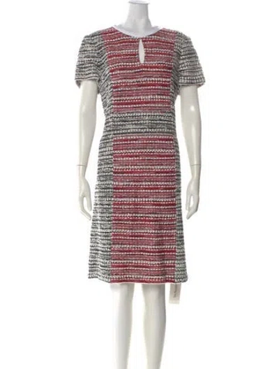 Pre-owned St John Tweed Pattern Knee-length Dress In Black