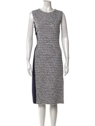 Pre-owned St John Tweed Pattern Knee-length Dress In Black