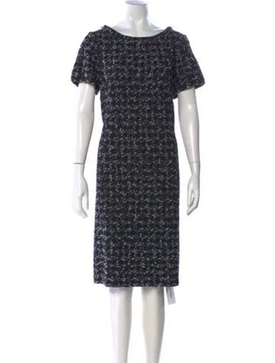 Pre-owned St John Tweed Pattern Knee-length Dress In Black