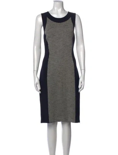 Pre-owned St John Tweed Pattern Knee-length Dress In Black