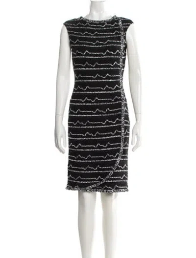 Pre-owned St John Tweed Pattern Knee-length Dress In Black