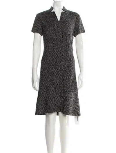 Pre-owned St John Tweed Pattern Knee-length Dress In Black