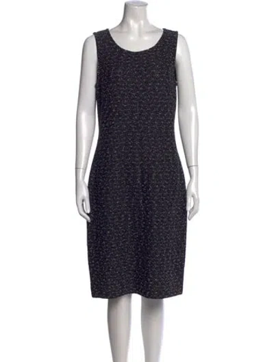 Pre-owned St John Tweed Pattern Knee-length Dress In Black