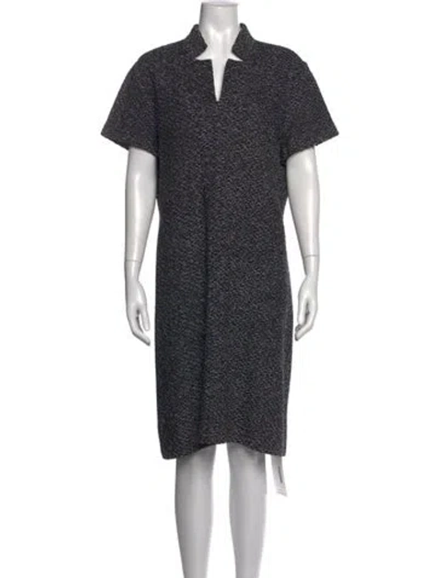 Pre-owned St John Tweed Pattern Knee-length Dress In Black