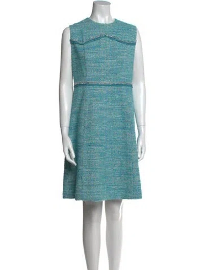 Pre-owned St John Tweed Pattern Knee-length Dress In Blue