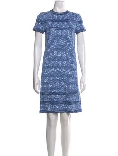 Pre-owned St John Tweed Pattern Knee-length Dress In Blue