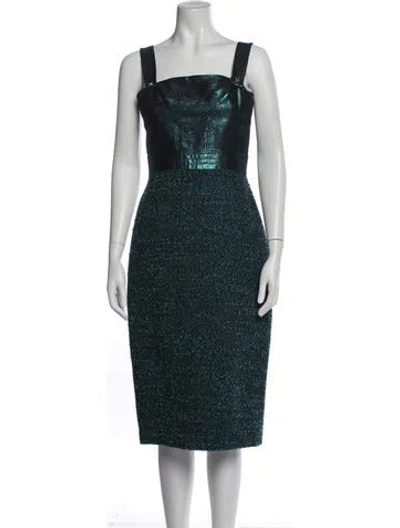 Pre-owned St John Tweed Pattern Knee-length Dress In Blue