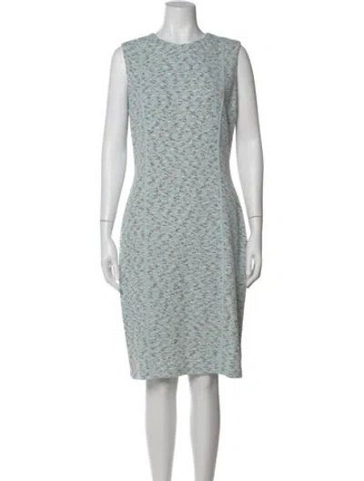 Pre-owned St John Tweed Pattern Knee-length Dress In Blue