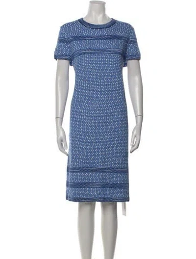 Pre-owned St John Tweed Pattern Knee-length Dress In Blue