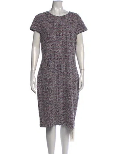 Pre-owned St John Tweed Pattern Knee-length Dress In Blue