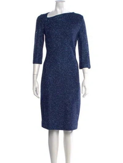 Pre-owned St John Tweed Pattern Knee-length Dress In Blue