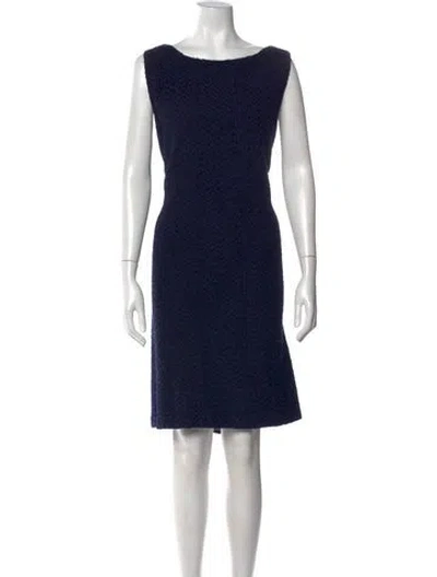 Pre-owned St John Tweed Pattern Knee-length Dress In Blue