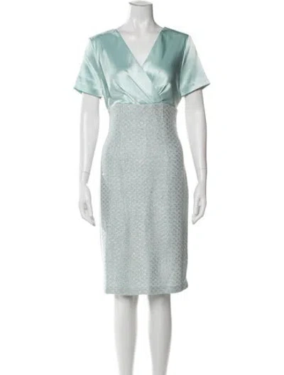 Pre-owned St John Tweed Pattern Knee-length Dress In Blue