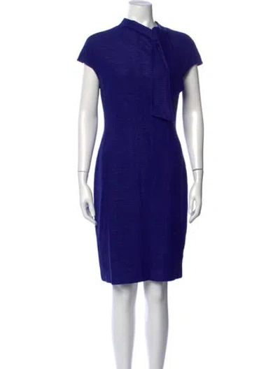 Pre-owned St John Tweed Pattern Knee-length Dress In Blue