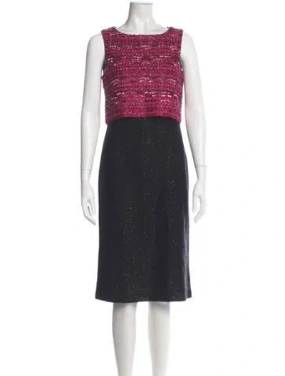 Pre-owned St John Tweed Pattern Knee-length Dress In Gray