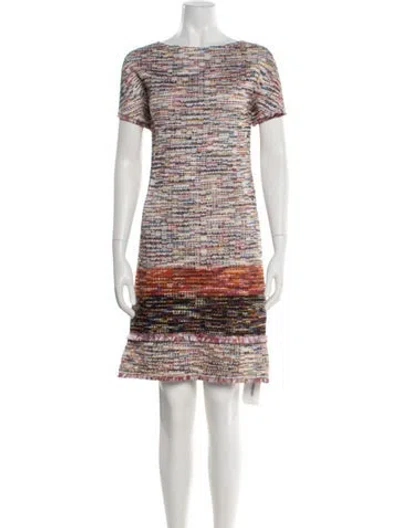 Pre-owned St John Tweed Pattern Knee-length Dress In Multi
