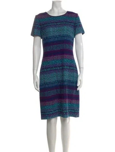 Pre-owned St John Tweed Pattern Knee-length Dress In Multi