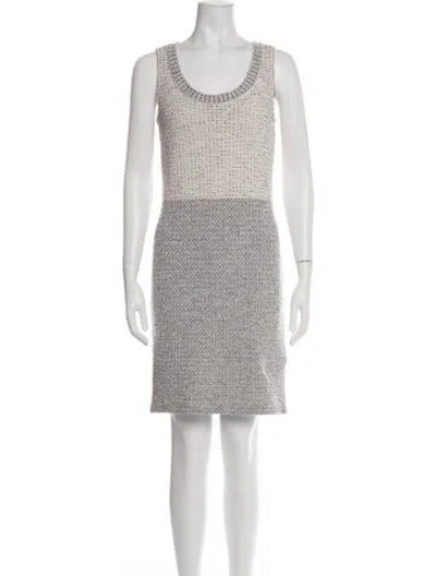 Pre-owned St John Tweed Pattern Knee-length Dress In Multi