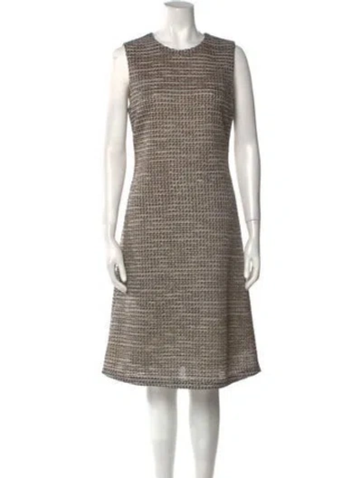 Pre-owned St John Tweed Pattern Knee-length Dress In Neutral