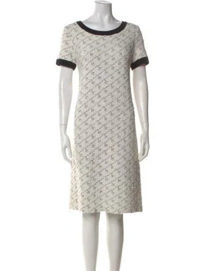 Pre-owned St John Tweed Pattern Knee-length Dress In Neutral