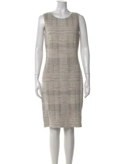 Pre-owned St John Tweed Pattern Knee-length Dress In Neutral